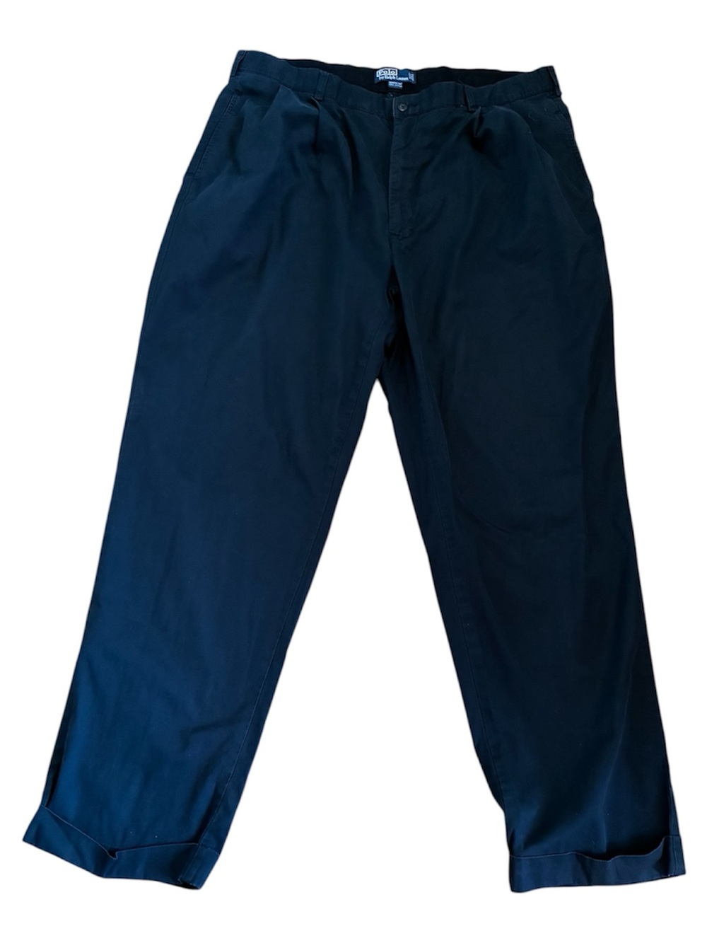 Polo Ralph Lauren Navy Cotton Chino Hammond Pleated Pant with cuffs Size 42/32